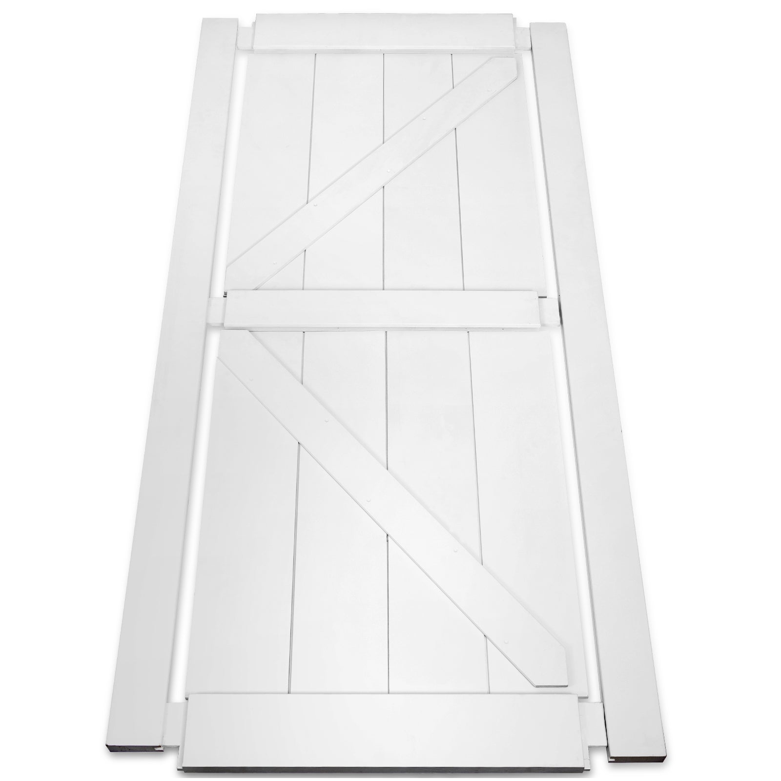 32" X 84" "K" Style Real Primed Door Slab 6.6Ft Barn Door Sliding Hardware Adjustable Floor Guider Pull Handle, Diy Unfinished Paneled Door, Modern Interior Barn Door, Moisture Proof White Mdf