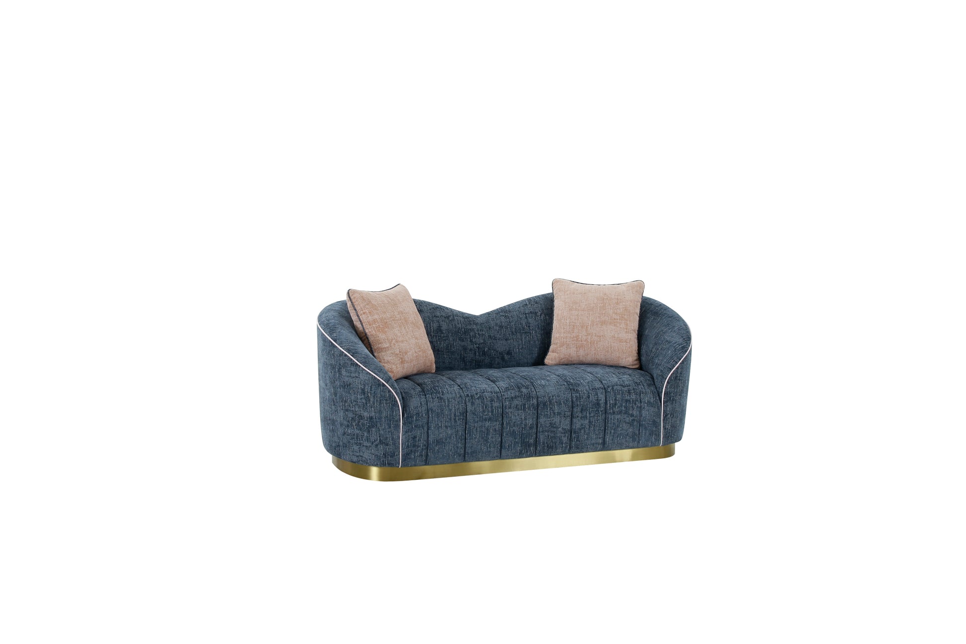 Modern Living Room Loveseat Navy Blue Polyester