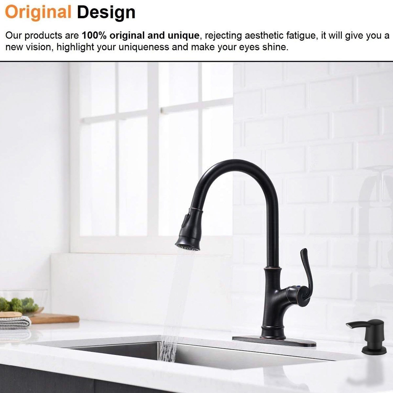 Kitchen Soap Dispenser Matte Black Abs