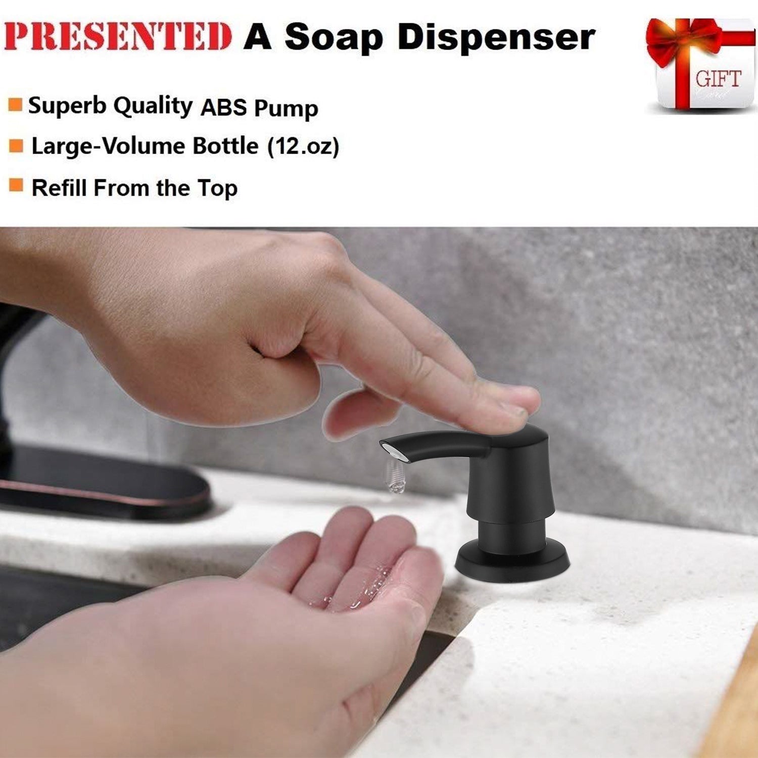 Kitchen Soap Dispenser Matte Black Abs