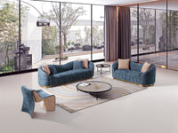 Modern Living Room Loveseat Navy Blue Polyester