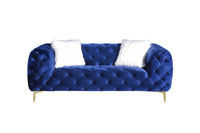 Blue Elegant Velvet Living Room Ottoman Blue Foam Polyester