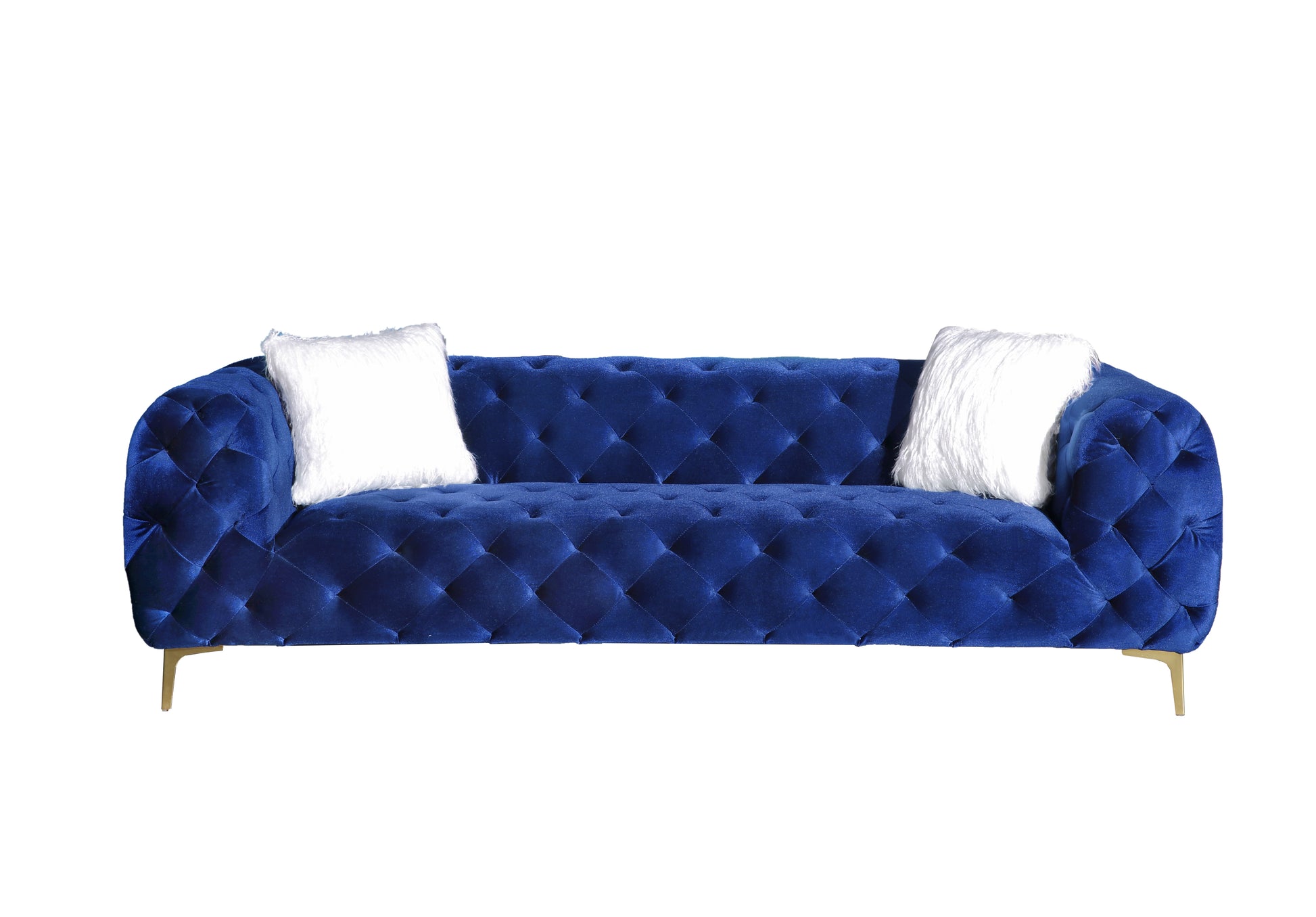 Blue Elegant Velvet Living Room Ottoman Blue Foam Polyester