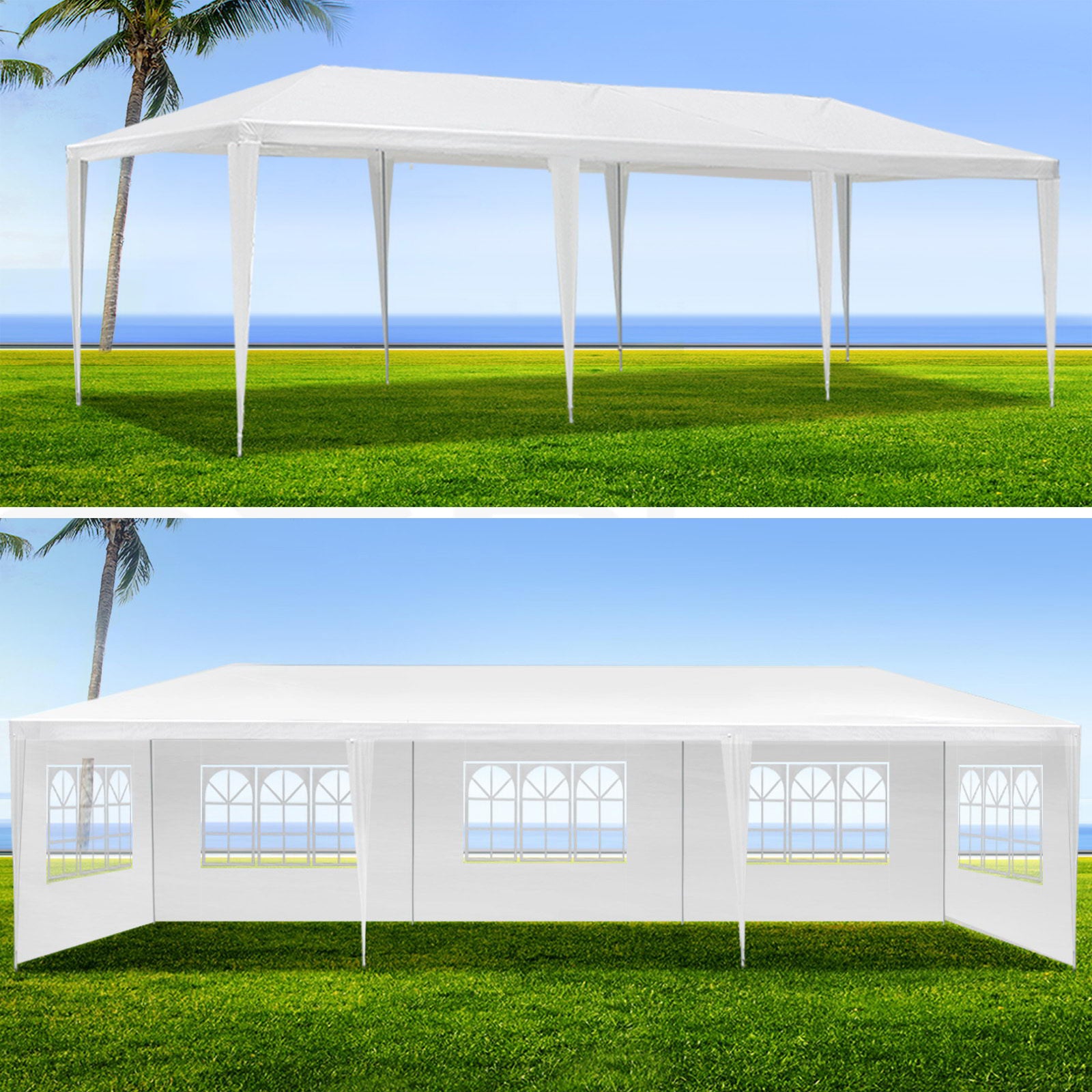 10X30' Wedding Party Canopy Tent Outdoor Gazebo With 8 Removable Sidewalls White Metal