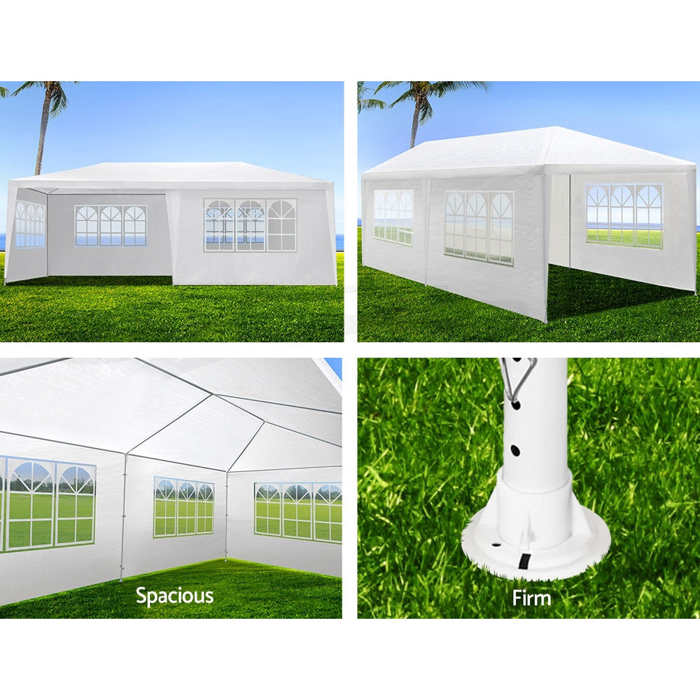 10X20' Wedding Party Canopy Tent Outdoor Gazebo With 6 Removable Sidewalls White Metal