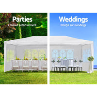 10X30' Wedding Party Canopy Tent Outdoor Gazebo With 8 Removable Sidewalls White Metal