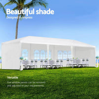 10X30' Wedding Party Canopy Tent Outdoor Gazebo With 5 Removable Sidewalls White Metal