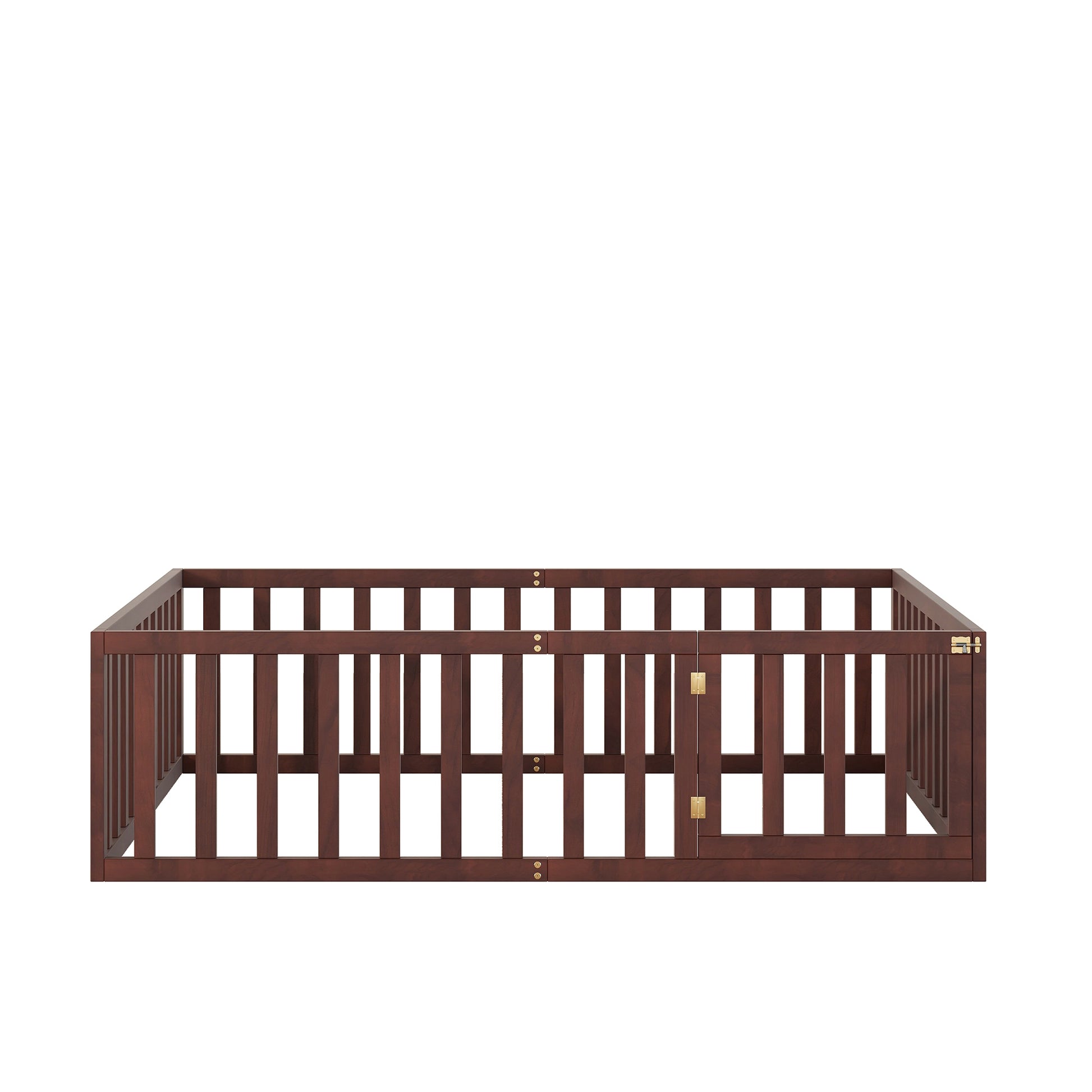 Full Size Wood Daybed Frame With Fence, Walnut Walnut Solid Wood