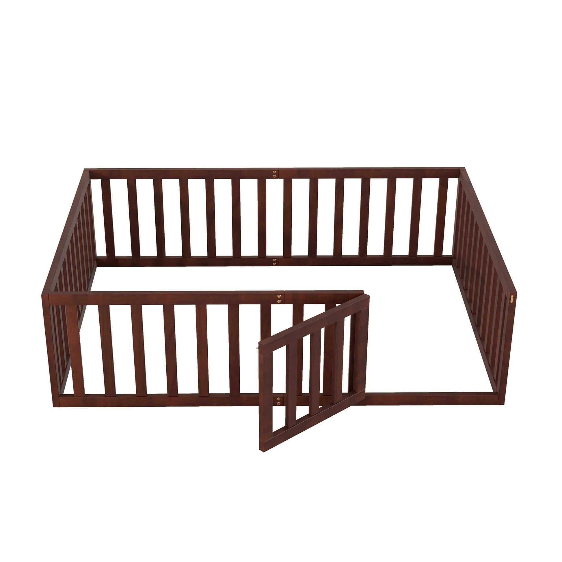 Full Size Wood Daybed Frame With Fence, Walnut Walnut Solid Wood