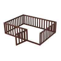 Full Size Wood Daybed Frame With Fence, Walnut Walnut Solid Wood