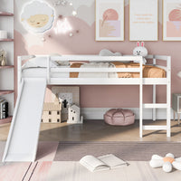 Loft Bed With Slide, Multifunctional Design, Twin White Old Sku: Wf191904Aak White Solid Wood