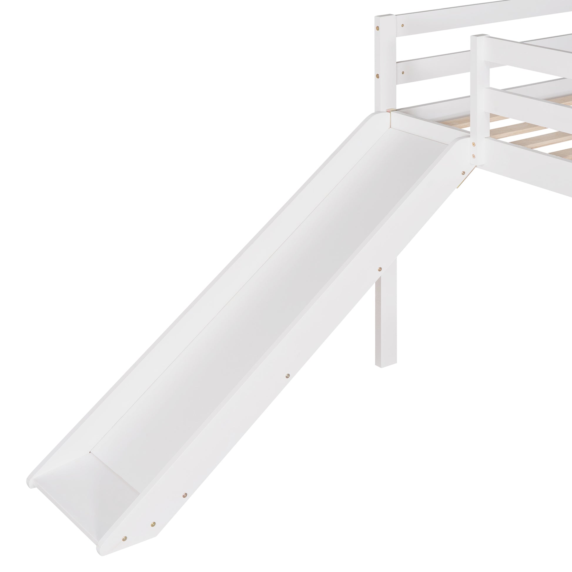 Loft Bed With Slide, Multifunctional Design, Twin White Old Sku: Wf191904Aak White Solid Wood