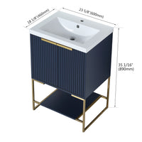 24 Inch Freestanding Bathroom Vanity With Resin Basin,24X18 Bva01124Nb 1, W99981921 Navy Blue 2 1 Bathroom Freestanding Modern Plywood