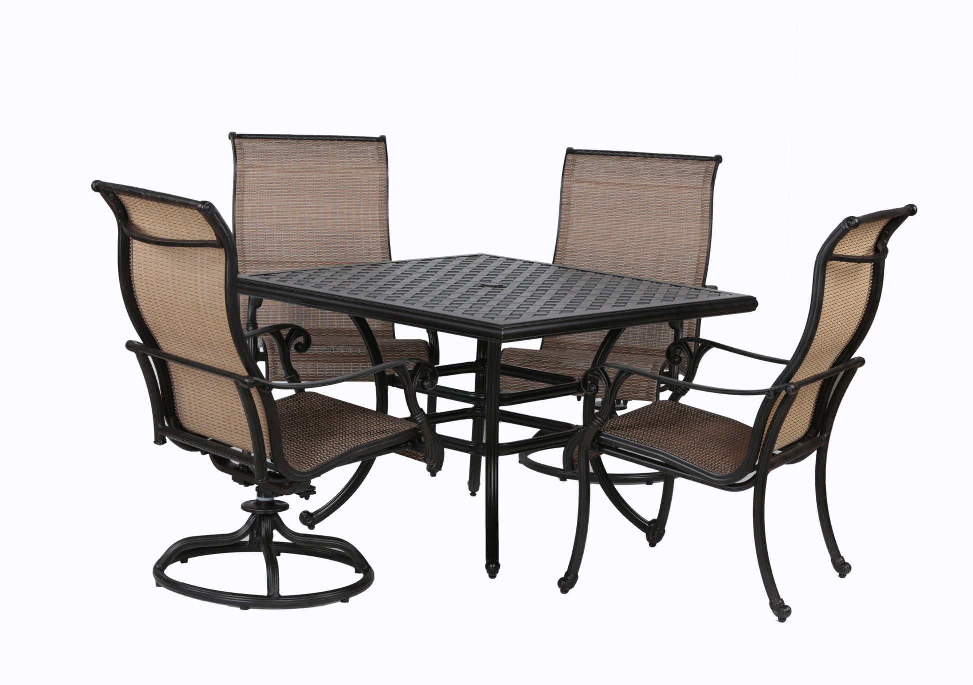 5 Piece Dining Set Antique Bronze Polyester Aluminum