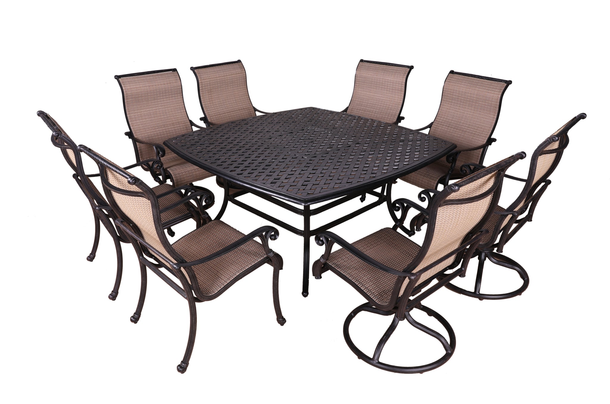 9 Piece Dining Set Antique Bronze Polyester Aluminum