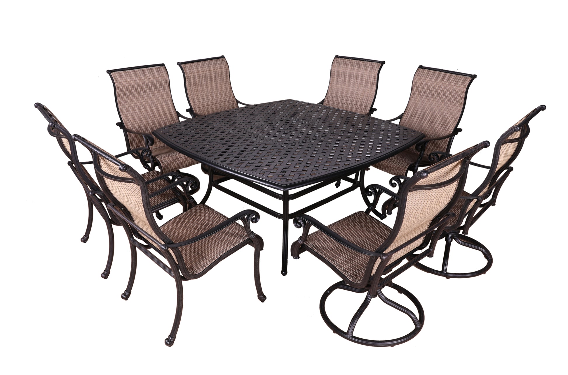 9 Piece Dining Set Antique Bronze Polyester Aluminum