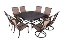 9 Piece Dining Set Antique Bronze Polyester Aluminum