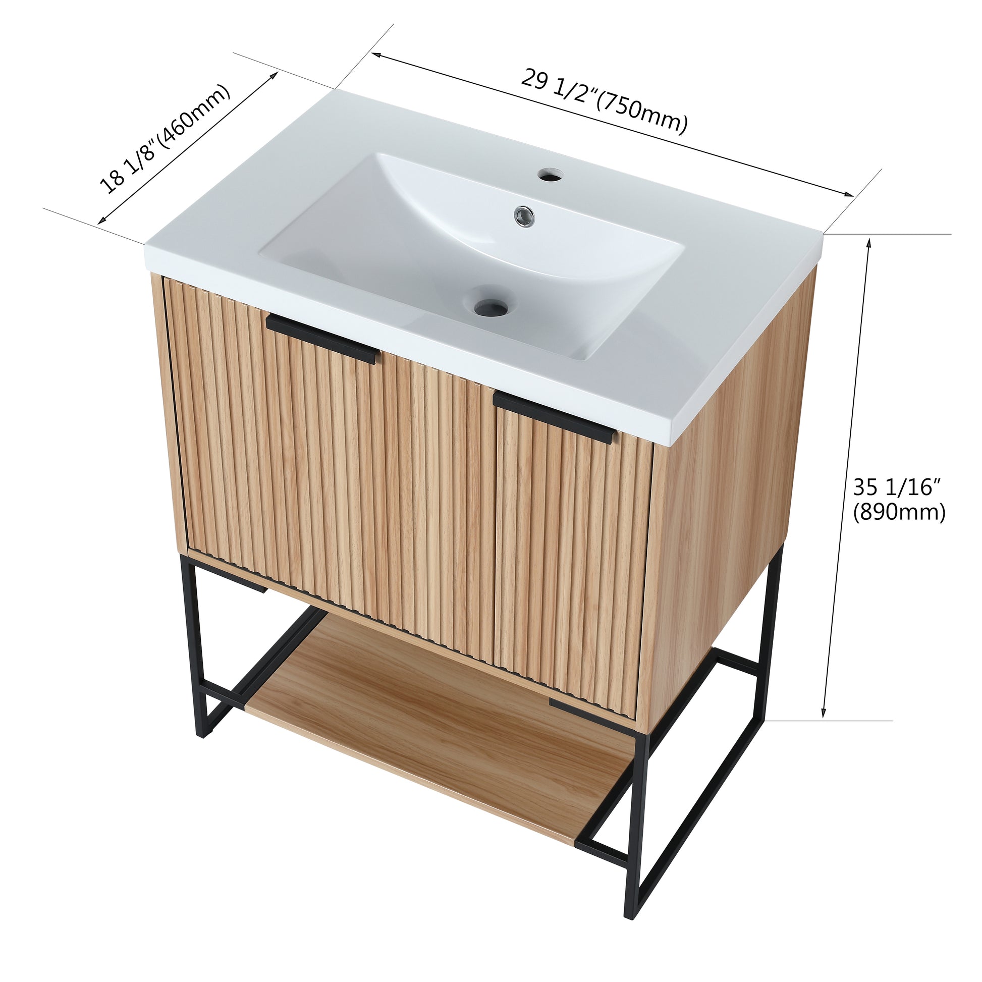 30 Inch Freestanding Bathroom Vanity With Resin Basin,30X18, W99951318 Maple Bathroom Modern Plywood