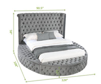 Hazel King Size Tufted Storage Bed Made With Wood In Gray Box Spring Not Required King Gray Wood Bedroom Modern Slat Beds Upholstered Velvet Wood