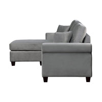 Reversible Configuration 1Pc Sectional Sofa With 2 Pillows Gray Velvet Fabric Upholstered Tufted Back Living Room Furniture Gray Primary Living Space Solid Wood