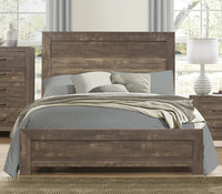 Simple Look Rustic Brown Finish 1Pc Eastern King Size Bed Panel Headboard Footboard Formal Bedroom Furniture King Rustic Brown Bedroom Wood