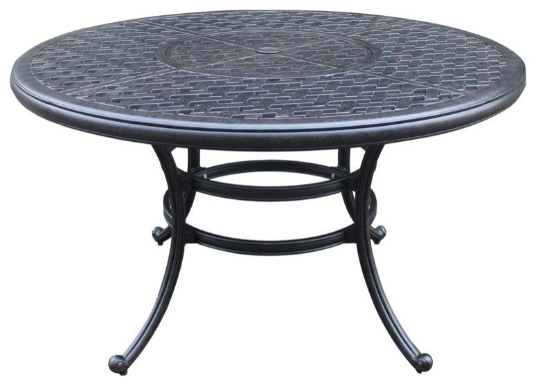 Round 4 Person 51.9" Long Aluminum Dining Set Antique Bronze Aluminum