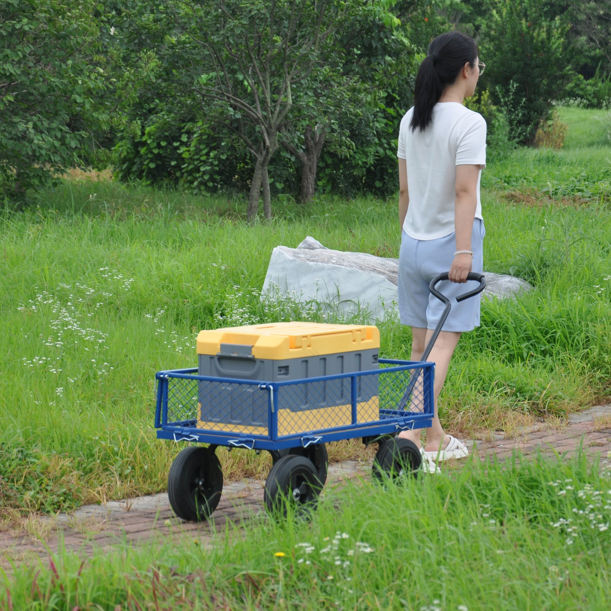 Tools Cart Wagon Cart Garden Cart Trucks Make It Easier To Transport Firewood Black Metal