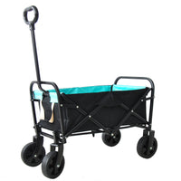 Mini Folding Wagon Garden Shopping Beach Cart Black Blue Black Steel