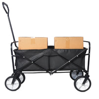 Folding Wagon Garden Shopping Beach Cart Black Black Steel