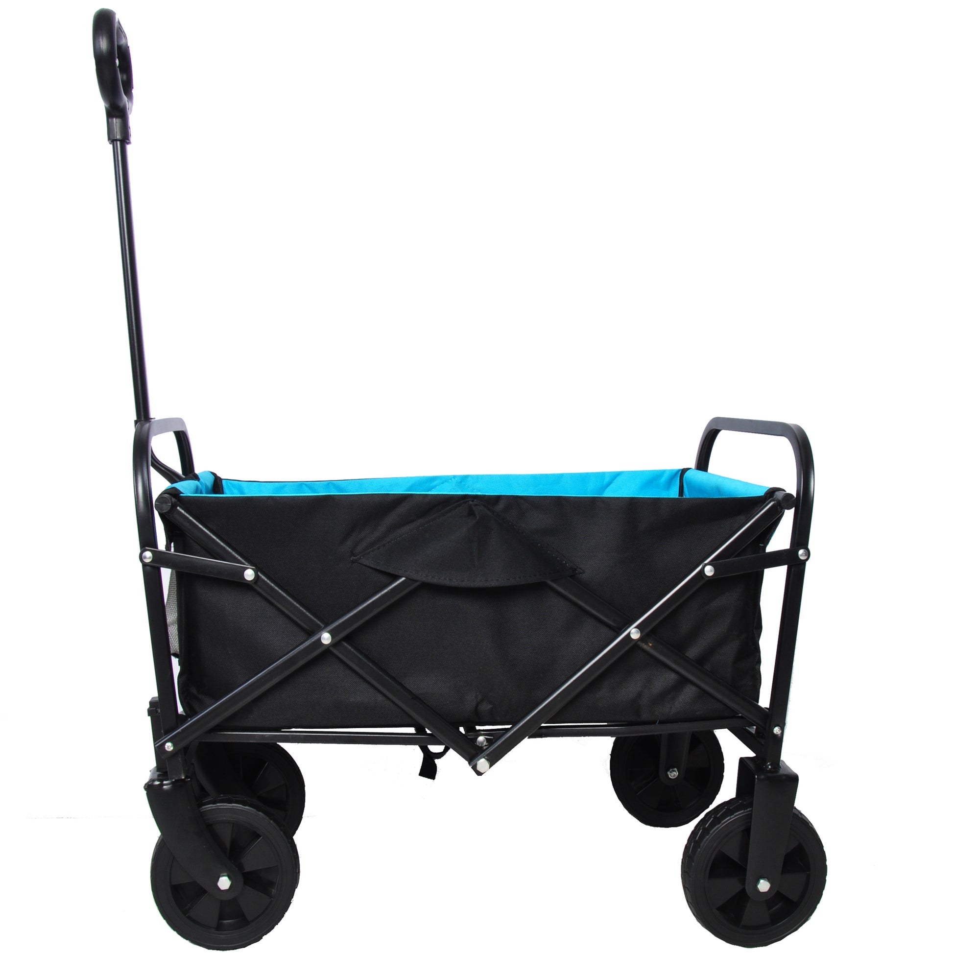Mini Folding Wagon Garden Shopping Beach Cart Black Blue Black Steel
