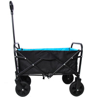 Mini Folding Wagon Garden Shopping Beach Cart Black Blue Black Steel