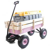 Outdoor Wagon All Terrain Pulling W Wood Railing Air Tires Garden Cart Pink Garden & Outdoor Steel