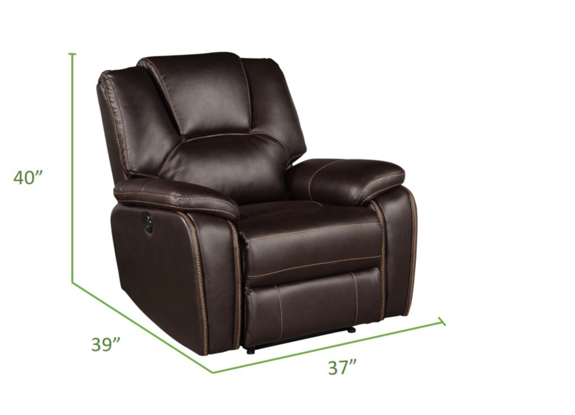 Hong Kong Power Reclining Chair Made With Faux Leather In Brown Brown Primary Living Space Contemporary,Modern Solid Wood Mdf Wood