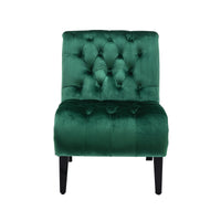 Coolmore Modern Velvet Armless Accent Living Room Chair Leisure Chair,Upholstered Fabric Button Comfortable Chair With Wooden Legs For Bedroom, Living Room, Office Green Velvet Green Foam Velvet