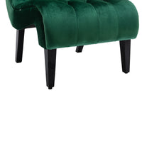 Coolmore Modern Velvet Armless Accent Living Room Chair Leisure Chair,Upholstered Fabric Button Comfortable Chair With Wooden Legs For Bedroom, Living Room, Office Green Velvet Green Foam Velvet