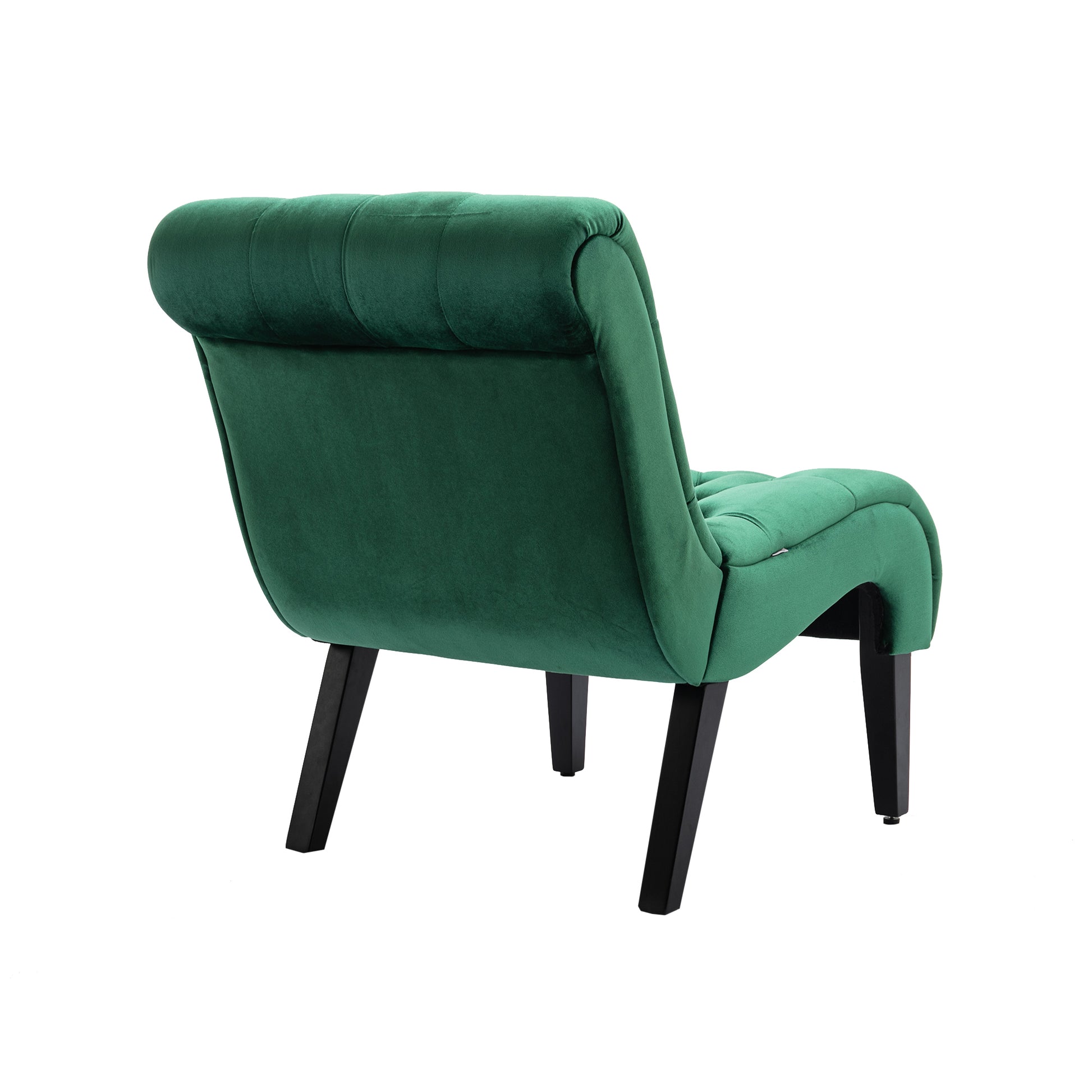 Coolmore Modern Velvet Armless Accent Living Room Chair Leisure Chair,Upholstered Fabric Button Comfortable Chair With Wooden Legs For Bedroom, Living Room, Office Green Velvet Green Foam Velvet