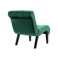 Coolmore Modern Velvet Armless Accent Living Room Chair Leisure Chair,Upholstered Fabric Button Comfortable Chair With Wooden Legs For Bedroom, Living Room, Office Green Velvet Green Foam Velvet
