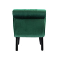 Coolmore Modern Velvet Armless Accent Living Room Chair Leisure Chair,Upholstered Fabric Button Comfortable Chair With Wooden Legs For Bedroom, Living Room, Office Green Velvet Green Foam Velvet