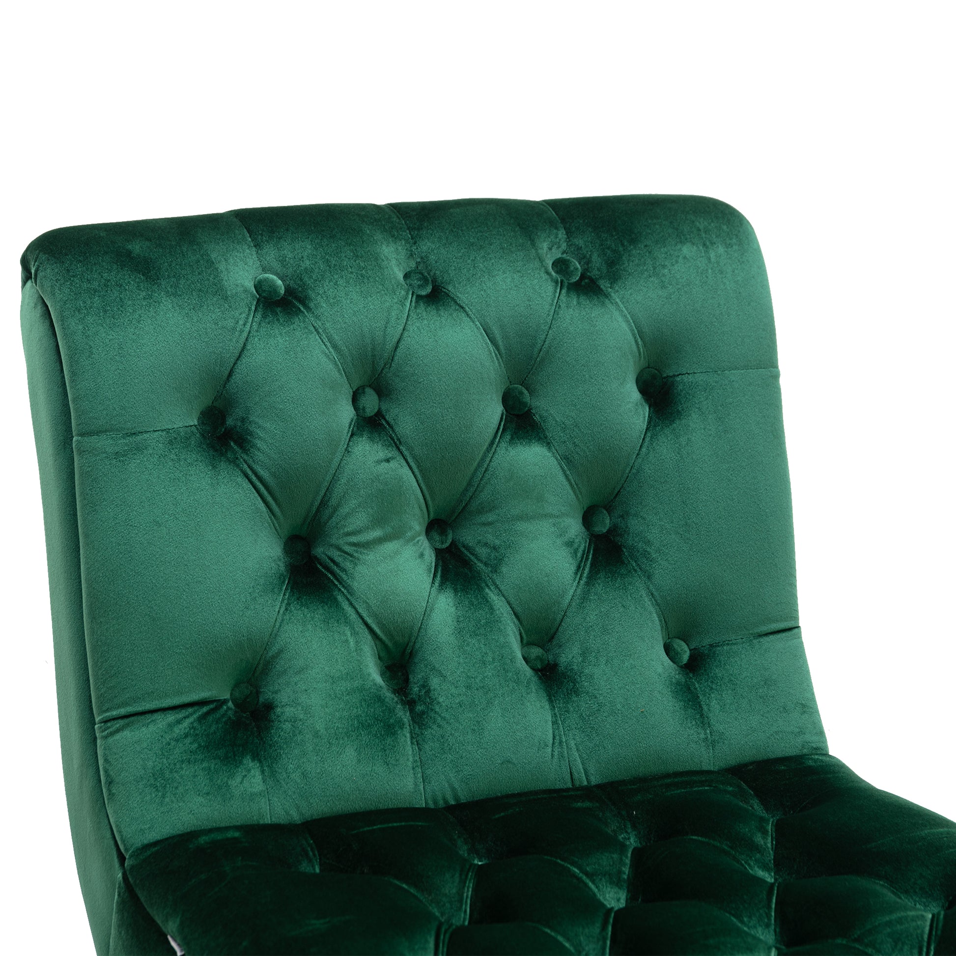 Coolmore Modern Velvet Armless Accent Living Room Chair Leisure Chair,Upholstered Fabric Button Comfortable Chair With Wooden Legs For Bedroom, Living Room, Office Green Velvet Green Foam Velvet