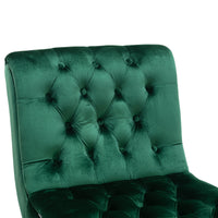 Coolmore Modern Velvet Armless Accent Living Room Chair Leisure Chair,Upholstered Fabric Button Comfortable Chair With Wooden Legs For Bedroom, Living Room, Office Green Velvet Green Foam Velvet