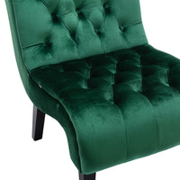 Coolmore Modern Velvet Armless Accent Living Room Chair Leisure Chair,Upholstered Fabric Button Comfortable Chair With Wooden Legs For Bedroom, Living Room, Office Green Velvet Green Foam Velvet