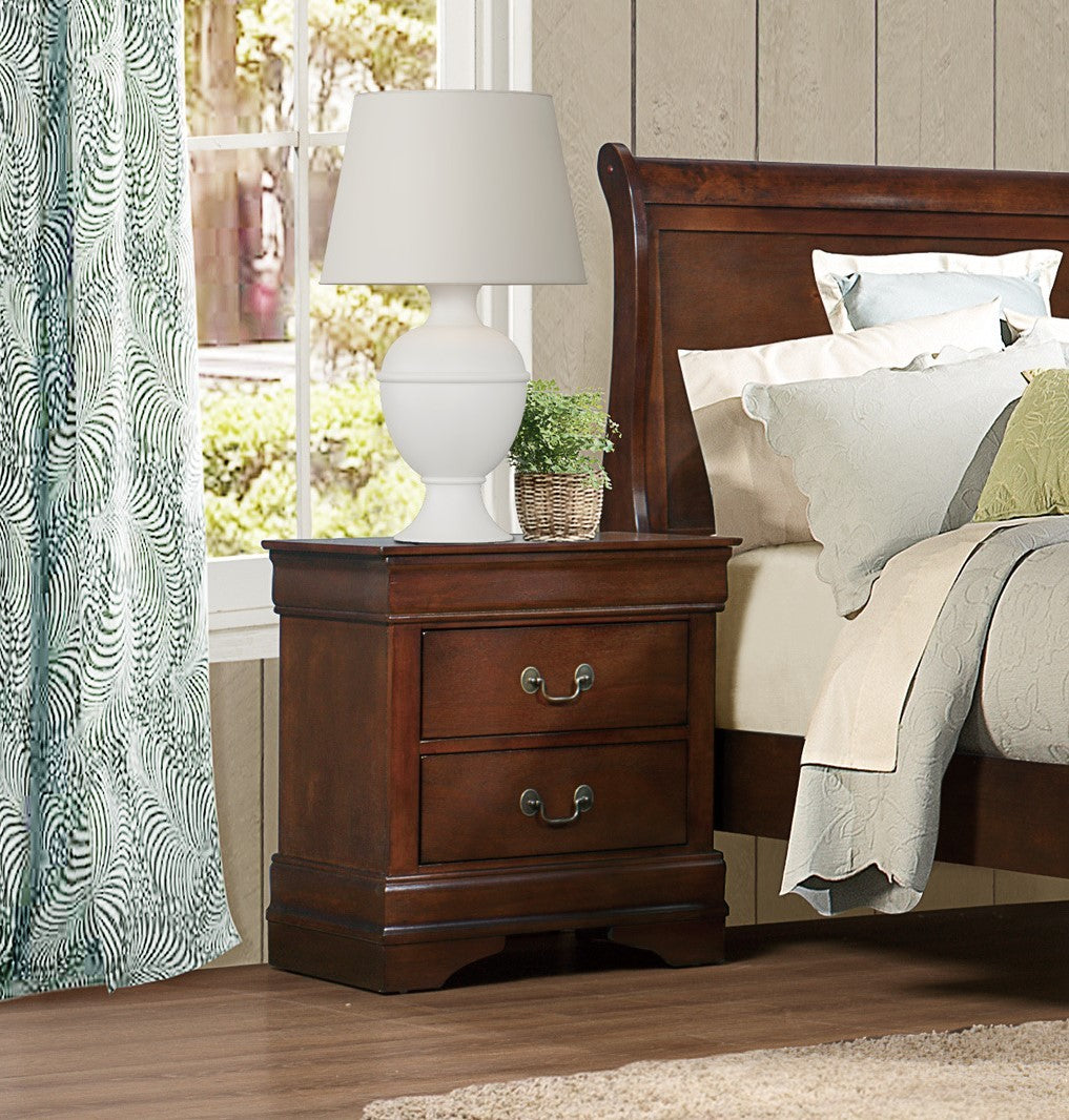 Classic Louis Philippe Style Brown Cherry Finish 1Pc Nightstand Of 2X Drawers Traditional Design Bedroom Furniture Brown Mix 2 Drawers Bedroom Traditional Wood