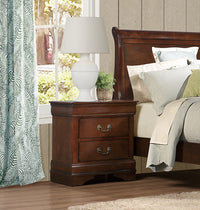 Classic Louis Philippe Style Brown Cherry Finish 1Pc Nightstand Of 2X Drawers Traditional Design Bedroom Furniture Brown Mix 2 Drawers Bedroom Traditional Wood