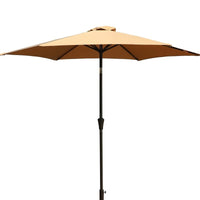 8.8 Feet Outdoor Aluminum Patio Umbrella, Patio Umbrella, Market Umbrella With 33 Pounds Round Resin Umbrella Base, Push Button Tilt And Crank Lift, Taupe Taupe Polyester Aluminum