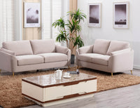 Contemporary 1Pc Loveseat Beige Color With Gold Metal Legs Plywood Pocket Springs And Foam Casual Living Room Furniture Beige Primary Living Space Mid Century Modern,Modern Plywood
