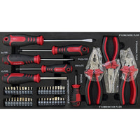 3 Drawers Tool Box With Tool Set Black Red Steel