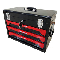 3 Drawers Tool Box With Tool Set Black Red Steel