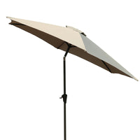 8.8 Feet Outdoor Aluminum Patio Umbrella, Patio Umbrella, Market Umbrella With 42 Pounds Round Resin Umbrella Base, Push Button Tilt And Crank Lift, Gray Gray Polyester Aluminum