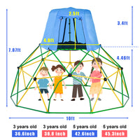 Kids Climbing Dome With Canopy And Playmat 10 Ft Jungle Gym Geometric Playground Dome Climber Play Center, Rust & Uv Resistant Steel Supporting 1000 Lbs Green Metal
