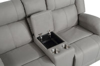 Attractive Gray Color Microfiber Upholstered 1Pc Double Reclining Loveseat With Center Console Transitional Living Room Gray Primary Living Space Transitional Microfiber